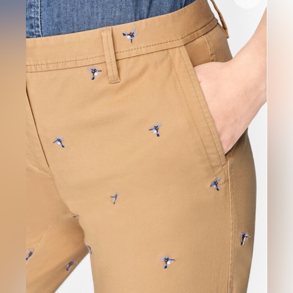 Talbots Tan Chino Pants with hummingbird Embroidered Detail - Picture 5 of 9